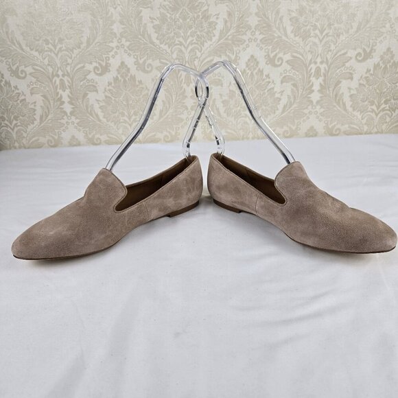 J Crew Outlet Size 9 Cream Taupe Suede Slip On Flats Amond Toe NWOT - Picture 6 of 12